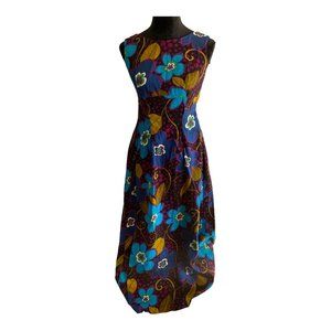 Vintage 60s Floral Power Hawaiian Maxi Dress